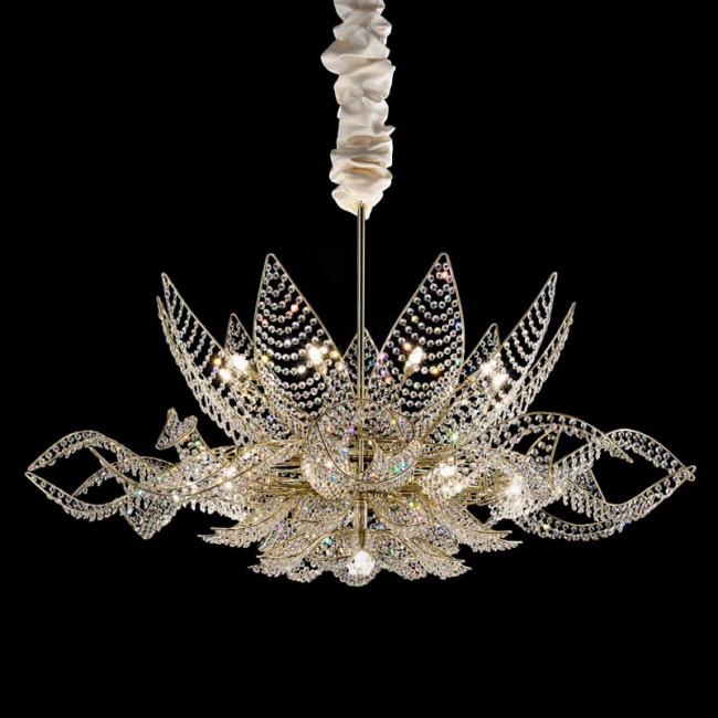 Подвесной светильник IDL Ninfea 436/18+1 Gold / transparent crystals Подвесной светильник IDL Ninfea 436/18+1 Gold / transparent crystals