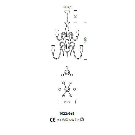 Люстра Sylcom Teodato 1022/6+3 K CR Люстра Sylcom Teodato 1022/6+3 K CR