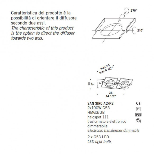 Настенный светильник De Majo SAN SIRO A2/P2 0SSIR0A20 grey Настенный светильник De Majo SAN SIRO A2/P2 0SSIR0A20 grey