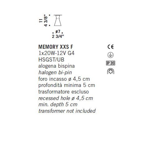 Встраиваемый светильник De Majo MEMORY XXS F 0MEMO0F00 Встраиваемый светильник De Majo MEMORY XXS F 0MEMO0F00