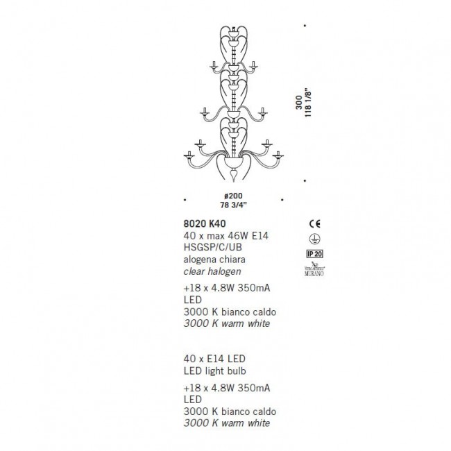 Люстра De Majo 8020 K40 080200K42 Люстра De Majo 8020 K40 080200K42