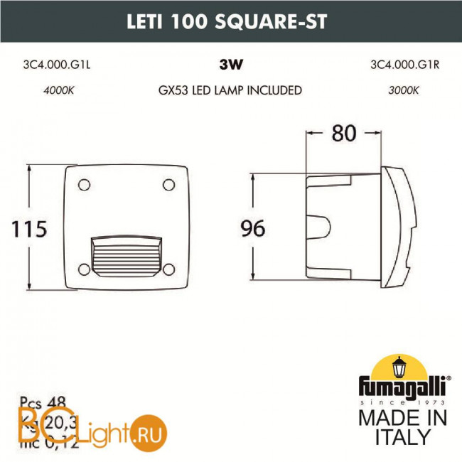 Встраиваемый светильник Fumagalli Leti 3C4.000.000.AYG1L Встраиваемый светильник Fumagalli Leti 3C4.000.000.AYG1L