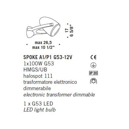 Настенный светильник De Majo SPOKE A1/P1 G53-12V 0SPOK0A10 Настенный светильник De Majo SPOKE A1/P1 G53-12V 0SPOK0A10