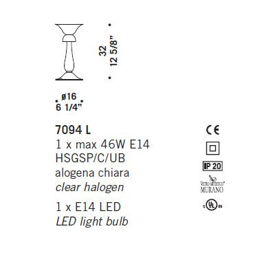 Настольная лампа De Majo 7094 L 070940L00