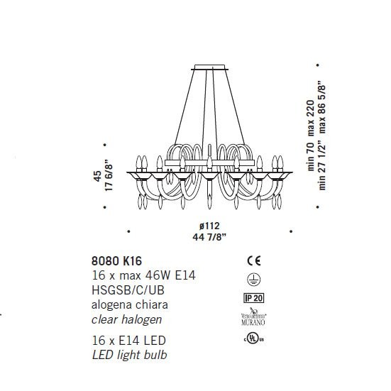 Люстра De Majo 8080 K16 080800K50 Люстра De Majo 8080 K16 080800K50
