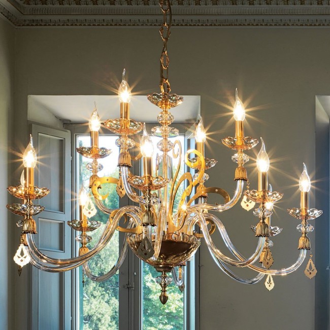 Люстра Euroluce Perseo L8+4 Gold Amber Люстра Euroluce Perseo L8+4 Gold Amber