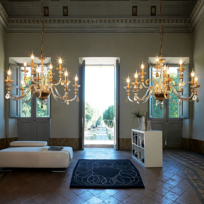 Люстра Euroluce Perseo L8+4 Gold Amber Люстра Euroluce Perseo L8+4 Gold Amber