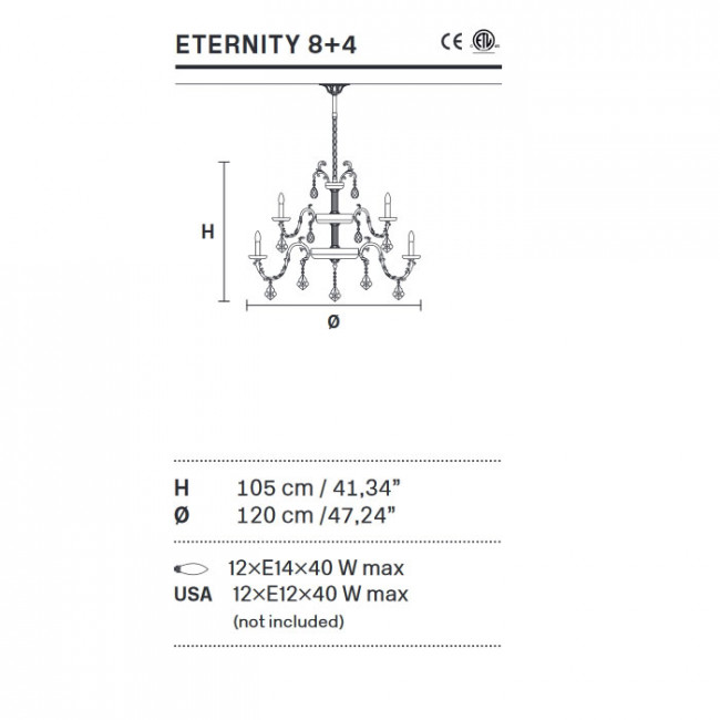 Люстра Masiero Eternity 8+4 G03 Cut Люстра Masiero Eternity 8+4 G03 Cut