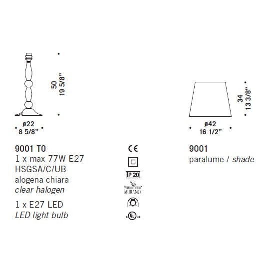 Настольная лампа De Majo 9001 T0 090010T00 + 5PARA0010 Настольная лампа De Majo 9001 T0 090010T00 + 5PARA0010