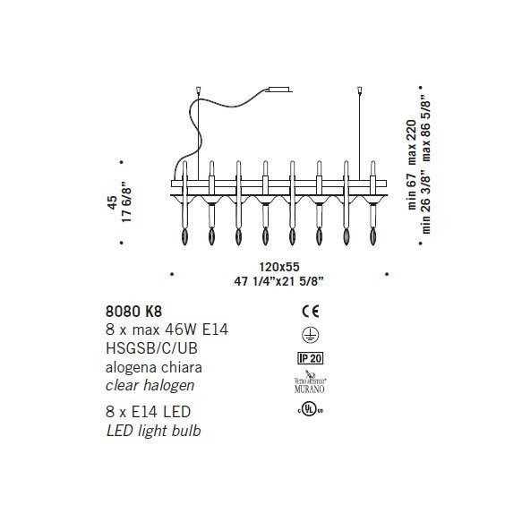 Люстра De Majo 8080 K8 080800K08 Люстра De Majo 8080 K8 080800K08