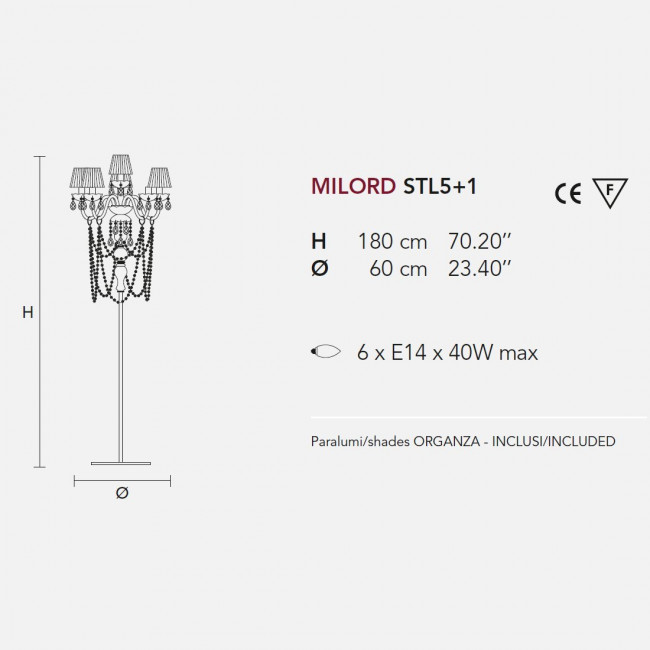 Торшер Masiero Milord STL5+1 VV White / ORG/12/WH