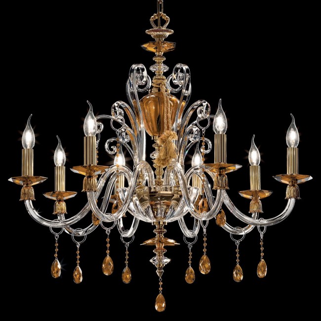 Люстра Euroluce Rubino Alicante L8 Amber Люстра Euroluce Rubino Alicante L8 Amber