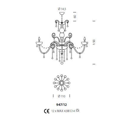 Люстра Sylcom Dandolo 947/12 K AMT