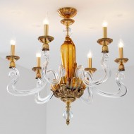 Потолочная люстра Euroluce Barocco S6 gold Amber Потолочная люстра Euroluce Barocco S6 gold Amber