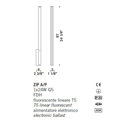 Настенный светильник De Majo ZIP A/P 0ZIP00A00 Настенный светильник De Majo ZIP A/P 0ZIP00A00
