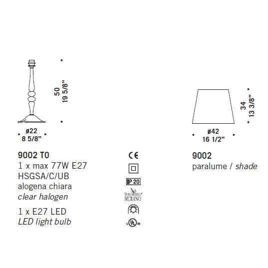 Настольная лампа De Majo 9002 T0 090020T00 + 5PARA0010 Настольная лампа De Majo 9002 T0 090020T00 + 5PARA0010