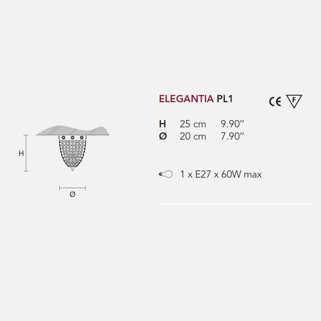 Потолочный светильник Masiero Elegantia PL1 G04-G06 Half cut glass Потолочный светильник Masiero Elegantia PL1 G04-G06 Half cut glass