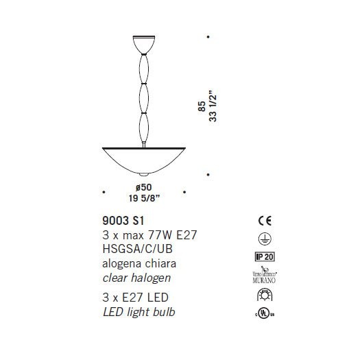 Подвесной светильник De Majo 9003 S1 090030S10 Подвесной светильник De Majo 9003 S1 090030S10