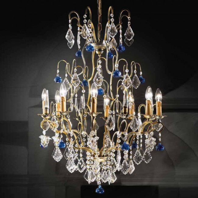 Люстра Beby Group Old style 3309/8 Satin gold HALF CUT WITH GLASS FRUITS