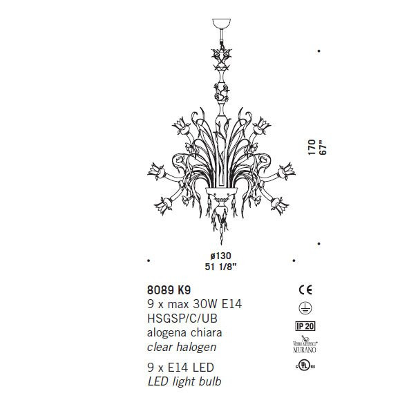 Люстра De Majo 8089 K9 080890K50 Люстра De Majo 8089 K9 080890K50