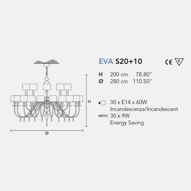 Люстра Masiero Eva S20+10 V95