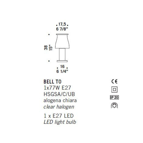 Настольная лампа De Majo BELL T0 0BELL0T00