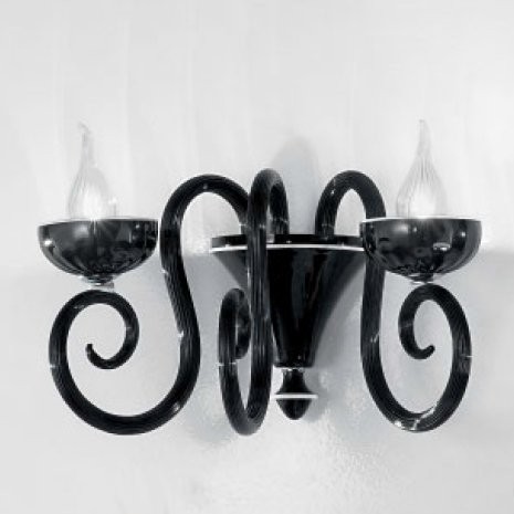 Бра IDL Baroque 449/2A black Murano glass with white profiles Бра IDL Baroque 449/2A black Murano glass with white profiles