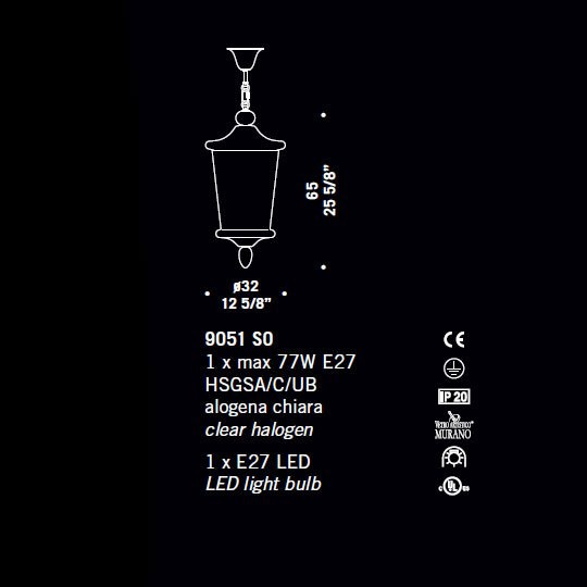 Подвесной светильник De Majo 9051 S0 090510S00 Подвесной светильник De Majo 9051 S0 090510S00