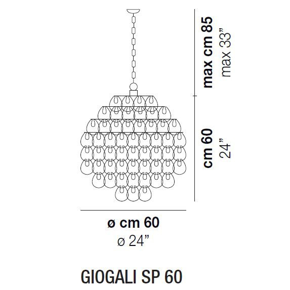 Подвесной светильник Vistosi Giogali SP 60 E27 BC CR Подвесной светильник Vistosi Giogali SP 60 E27 BC CR