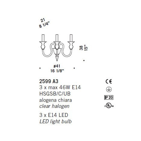 Бра De Majo 2599 A3 025990A03 amber Бра De Majo 2599 A3 025990A03 amber