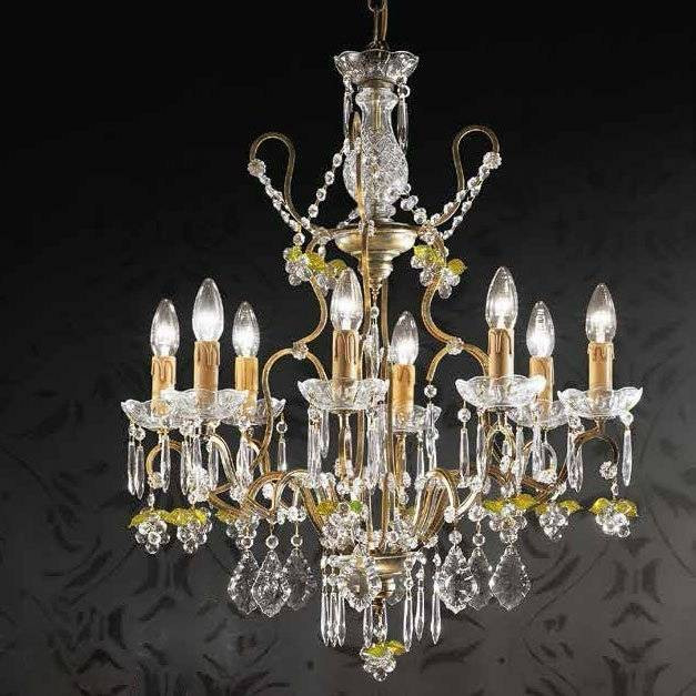 Люстра Beby Group Old style 3312/8 Green gold CUT WITH GLASS FRUITS