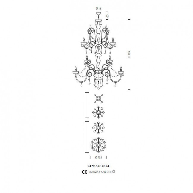 Люстра Sylcom Dandolo 947/16+8+8+4 K CR.PB