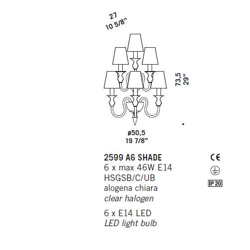 Бра De Majo 2599 A6 SHADE 025990A16 cristallo Бра De Majo 2599 A6 SHADE 025990A16 cristallo