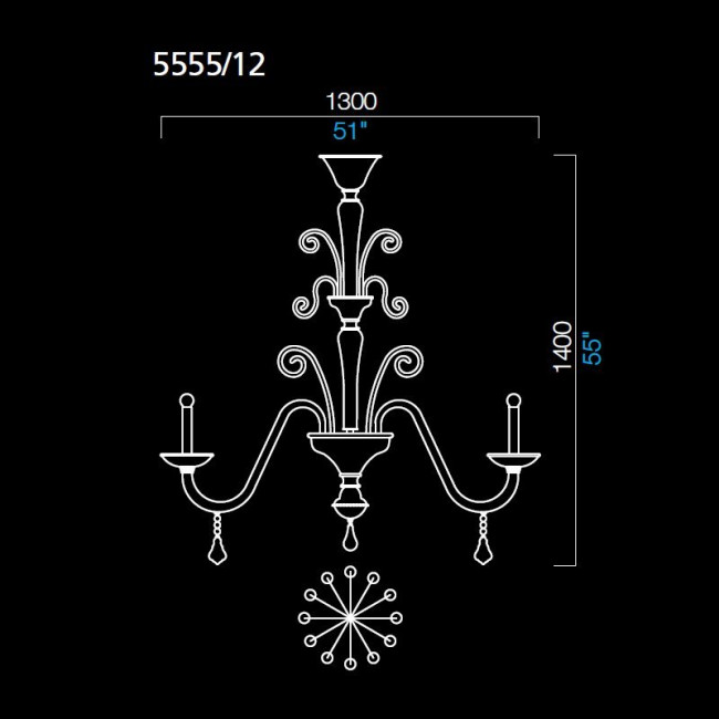 Люстра Barovier&Toso Izmir 5555/12/CC Люстра Barovier&Toso Izmir 5555/12/CC