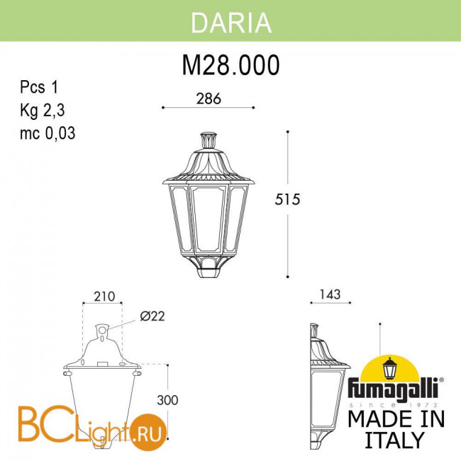 Уличный настенный светильник Fumagalli Daria M28.000.000.WYE27