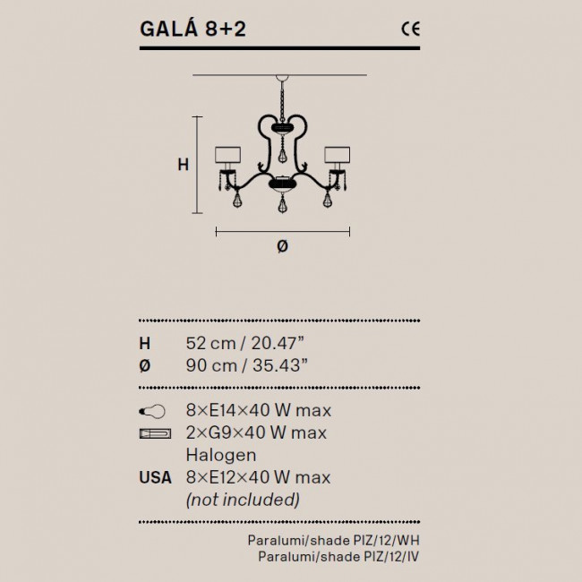 Люстра Masiero Gala 8+2 /V97/ PIZ/17/WH Люстра Masiero Gala 8+2 /V97/ PIZ/17/WH