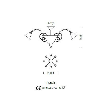 Потолочная люстра Sylcom Venier 1421/8 D CR.ORO