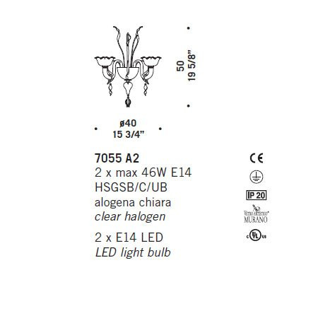 Бра De Majo 7055 A2 070550A02 ruby Бра De Majo 7055 A2 070550A02 ruby