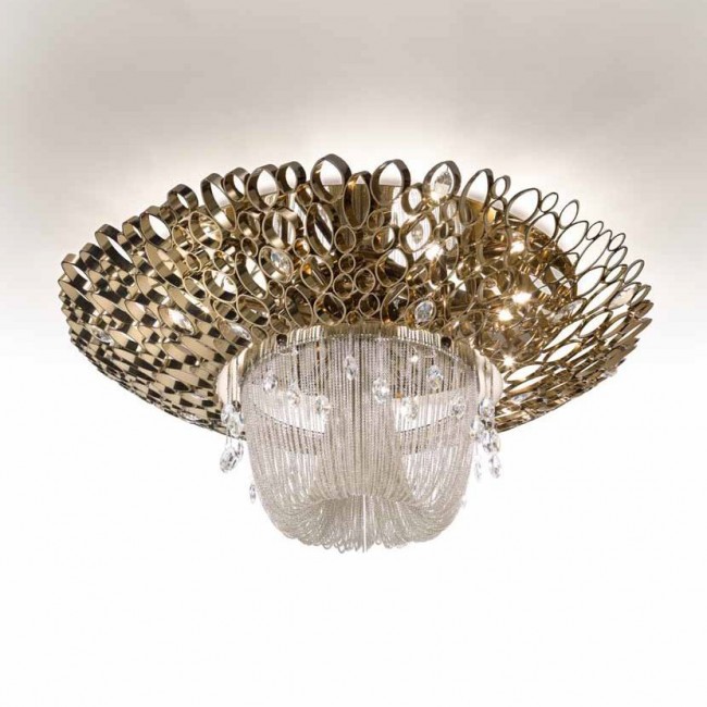 Потолочный светильник IDL Chrysalis 448/84PF pure steel with satin nickel chains Потолочный светильник IDL Chrysalis 448/84PF pure steel with satin nickel chains