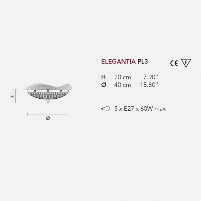 Потолочный светильник Masiero Elegantia PL3 G04-G06 Cut crystal