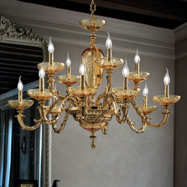 Люстра Euroluce Aida L8+4 Amber Люстра Euroluce Aida L8+4 Amber