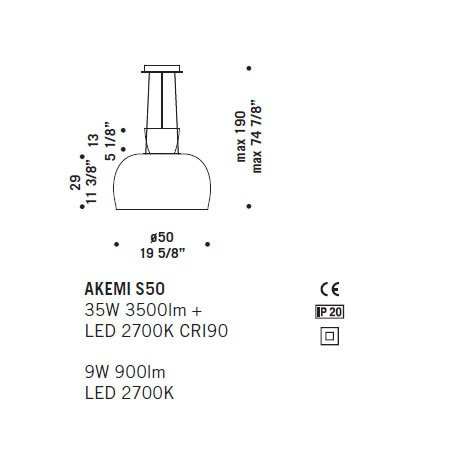 Подвесной светильник De Majo AKEMI S50 ED 0AKEM0S50 Подвесной светильник De Majo AKEMI S50 ED 0AKEM0S50