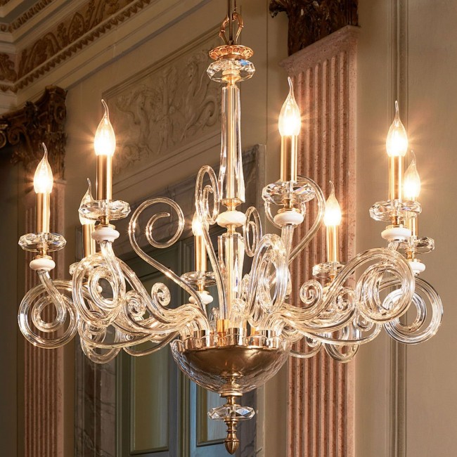 Люстра Euroluce Cloe L8 Gold Clear Люстра Euroluce Cloe L8 Gold Clear