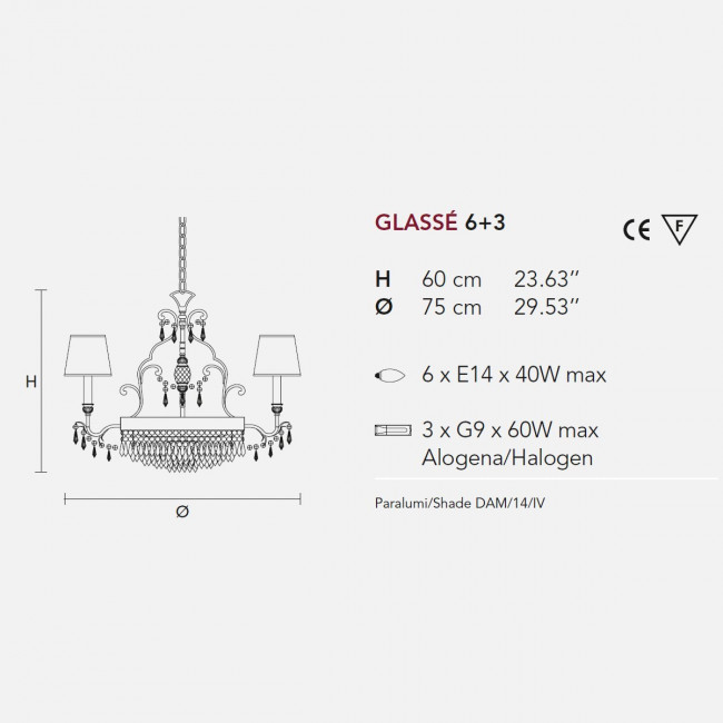 Люстра Masiero Glasse 6+3 G01 / DAM/14/IV Cut crystal