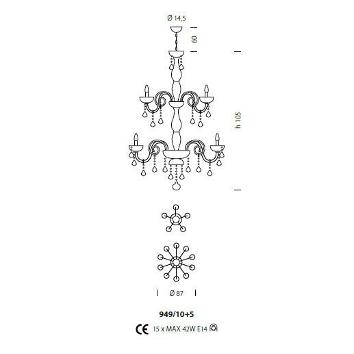 Люстра Sylcom Dandolo 949/10+5 K AMT Люстра Sylcom Dandolo 949/10+5 K AMT