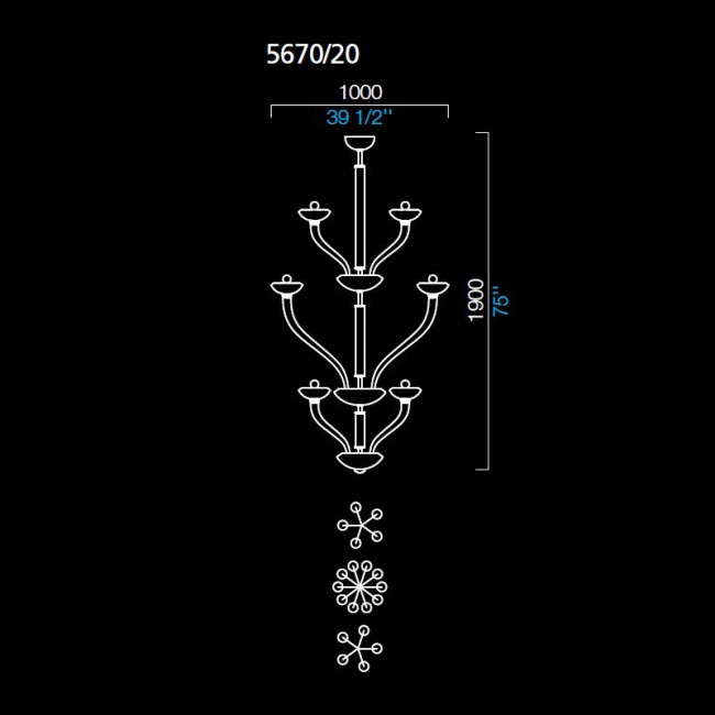 Люстра Barovier&Toso Kensington 5670/20/TO Люстра Barovier&Toso Kensington 5670/20/TO