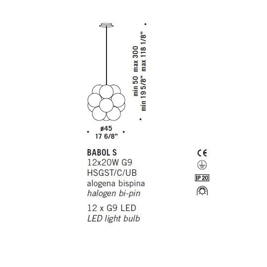 Подвесной светильник De Majo BABOL S 0BABO0S00 Подвесной светильник De Majo BABOL S 0BABO0S00
