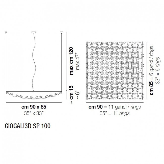 Подвесной светильник Vistosi Giogali3D SP 100 ALO CR/TR CR