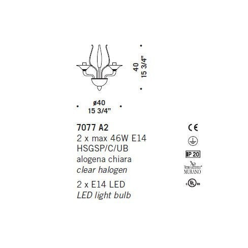 Бра De Majo 7077 A2 070770A20 cristallo Бра De Majo 7077 A2 070770A20 cristallo