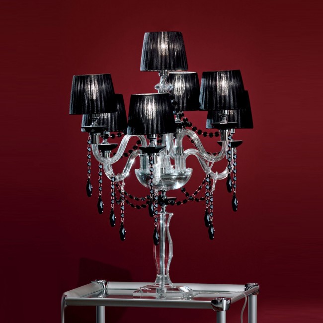 Настольная лампа Euroluce Arcobaleno F6+1L Silver Clear Black Настольная лампа Euroluce Arcobaleno F6+1L Silver Clear Black